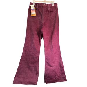 70s Maverick Trim Western Fit Flare Pants Maroon Velvet Junior Misses Size 18